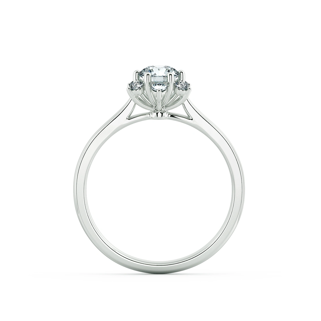 Small Halo Snowflake Engagement Ring with Shiny Band NCH2001 5